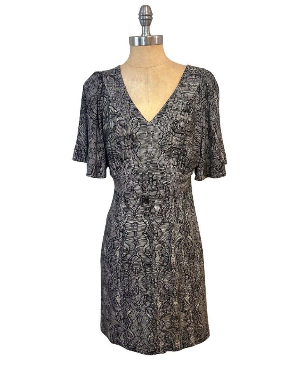 Cabi Twirl Mini Dress Black Gray NWOT Large - Picture 3 of 5